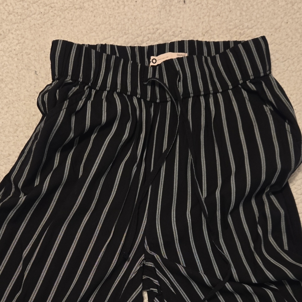 Striped Black and White WIDE women Pants. Good For Work Or Night Out
